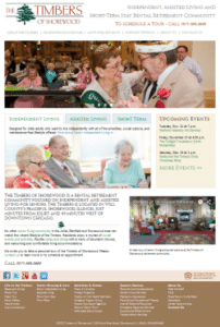 custom wordpress design timbers retirement community